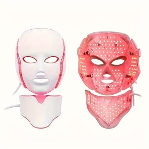 LED Light Facial Mask Equipment, Seven Color, Adjustable Beauty And Skin Care Tools, With Neck Accessories And Beauty Plug, Mother's Day And Valentine's Day Gifts
