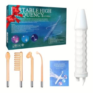 Portable Facial Care Kit, 4-in-1 High-Frequency 120KHz Facial Massager with 4 Interchangeable Electrodes, Plug-In 110V, Fragrance-Free, Suitable for Family Spa Experience Facial Care Festivals and Birthday Gifts, Light Beige