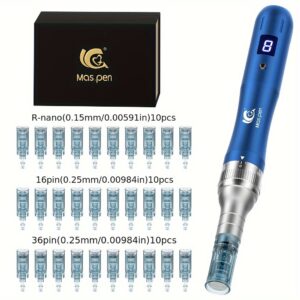 [8 Speed Derma Pen N6] 8 Speed Wireless Derma Pen N6 - Portable & Compact Design, 30pcs 0.25mm Replacement Tips (16pin 36pin R-nano), Light Beige Care Tool, Luxury Gift for Women, Home Use